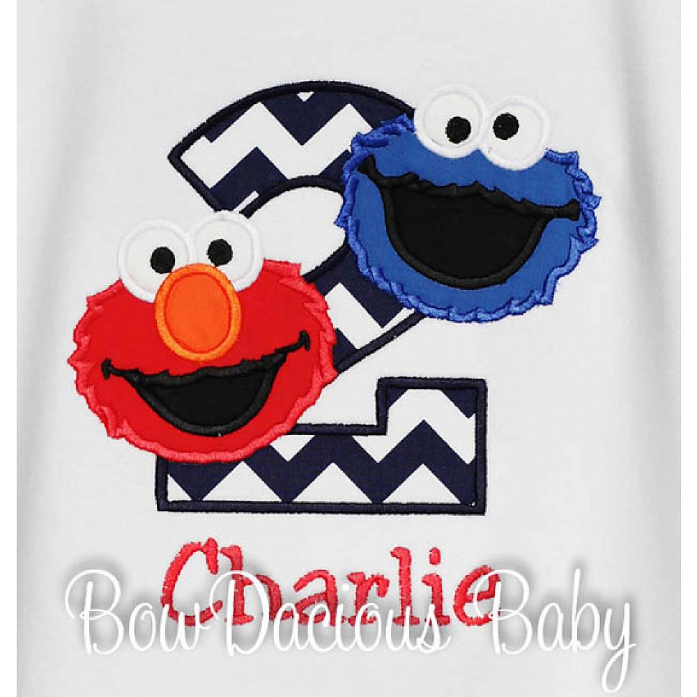 Cookie Monster birthday Shirt, Cookie monster applique birthday