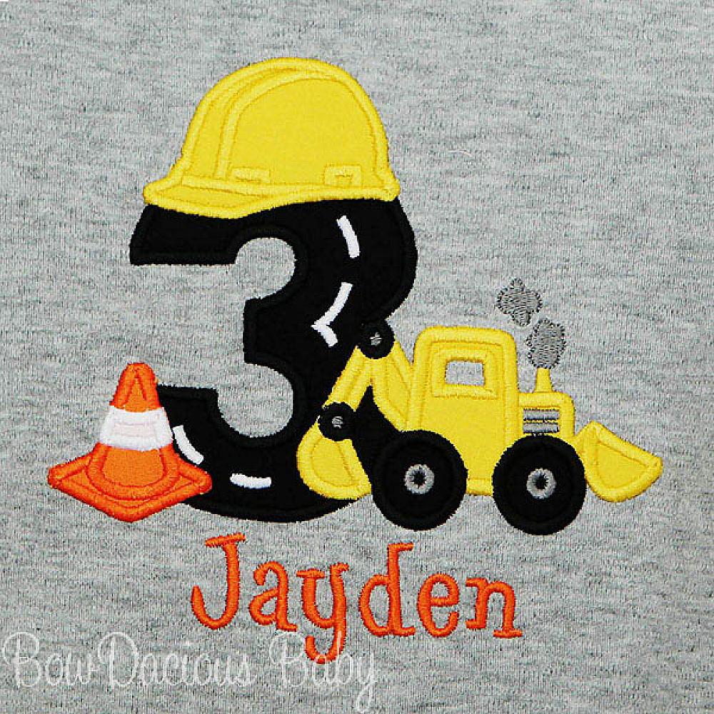 Construction Birthday Shirt Personalized Applique Shirt Construction Bulldozer Birthday Shirt Boy Birthday Shirt