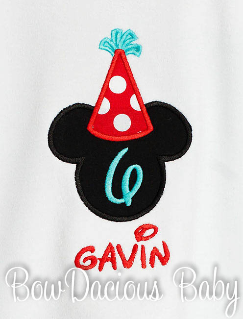 Mickey Mouse Birthday Boy Hat Shirt Disney Personalized Custom Colors, Any Age, Number Inside Head