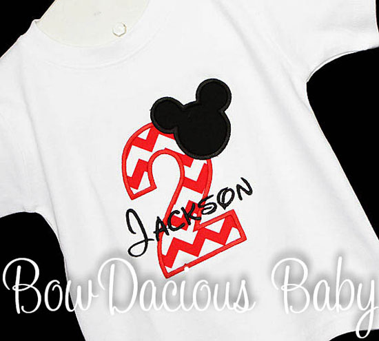 Boys Mickey Mouse Red Number Birthday Shirt Or Onesie More Color Options, Custom