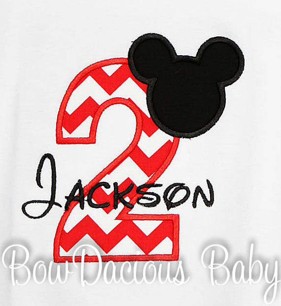 Boys Mickey Mouse Red Number Birthday Shirt Or Onesie More Color Options, Custom