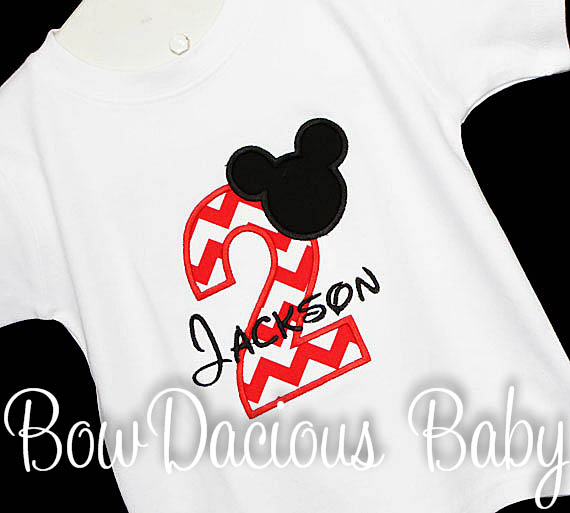 Boys Mickey Mouse Red Number Birthday Shirt Or Onesie More Color Options, Custom