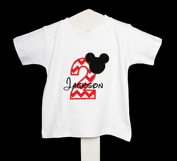 Boys Mickey Mouse Red Number Birthday Shirt Or Onesie More Color Options, Custom