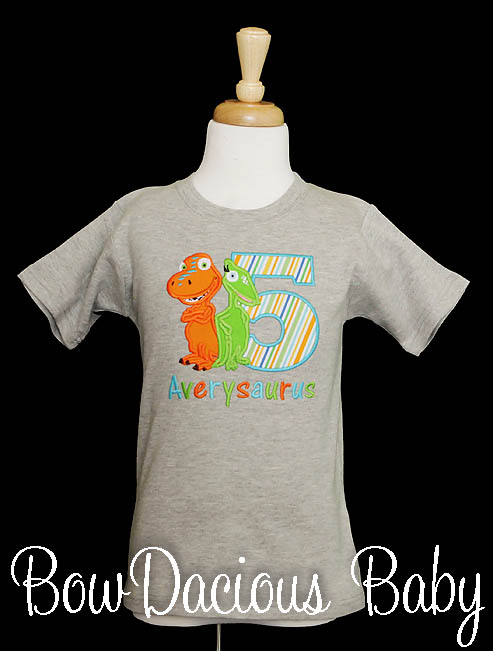 Personalized Dinosaur Train Birthday T-Shirt with Buddy and Tiny, Custom, Any Age