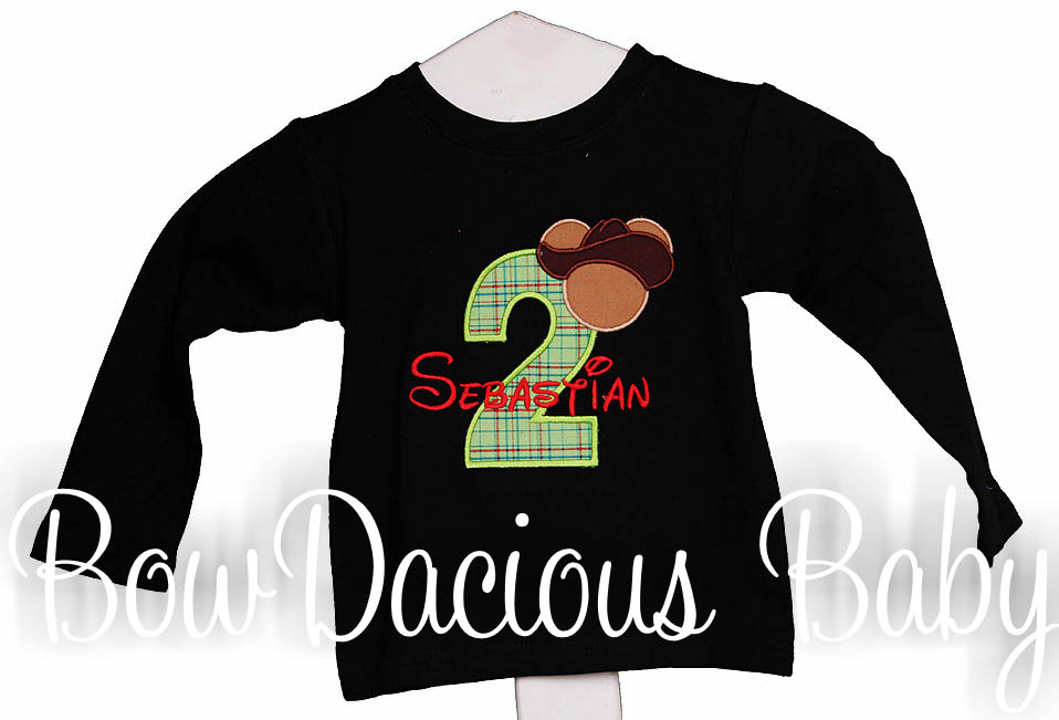 Cowboy Mickey Mouse Birthday Shirt or Onesie, Ages 1-9, You Pick Fabrics