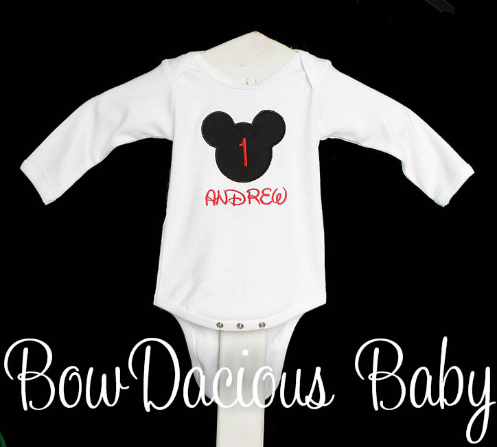 Personalized Mickey Head Birthday Shirt or Onesie, Custom