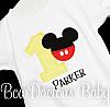 Mickey Mouse Birthday First Birthday, ONE, TWO, THREE, FOUR Applique T Shirt, Disney Mickey Pants Buttons Shirt, Infant, Toddler White Short Sleeve