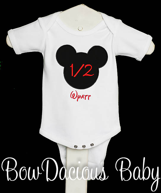 Mickey Mouse Half birthday Shirt or Onesie, Half birthday shirt, Half Birthday Bodysuit, Mickey Mouse
