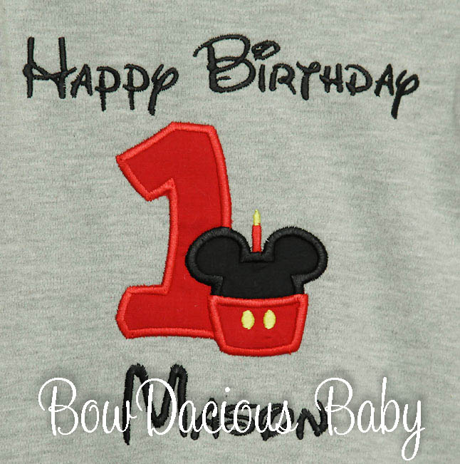 Mickey Minnie Mouse Birthday Shirt Custom, Embroidered, Applique, Cupcake Monogram, Monogrammed, 1st first 2nd 1 2 3 ideas