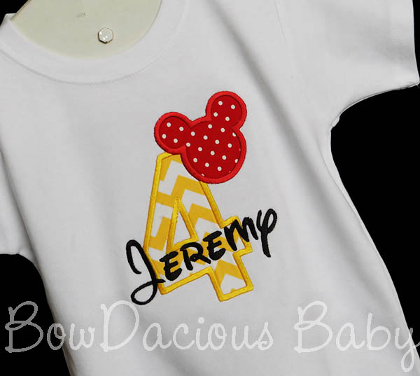 Mickey Mouse Birthday Shirt, 4th Birthday, Mickey Mouse, Custom, Any Age