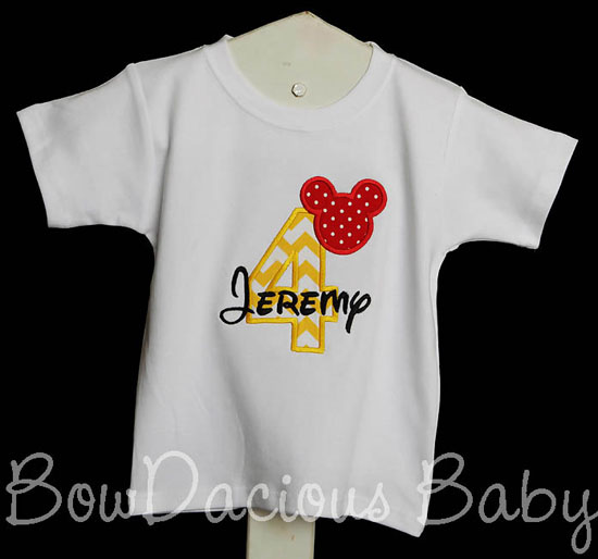 Mickey Mouse Birthday Shirt, 4th Birthday, Mickey Mouse, Custom, Any Age