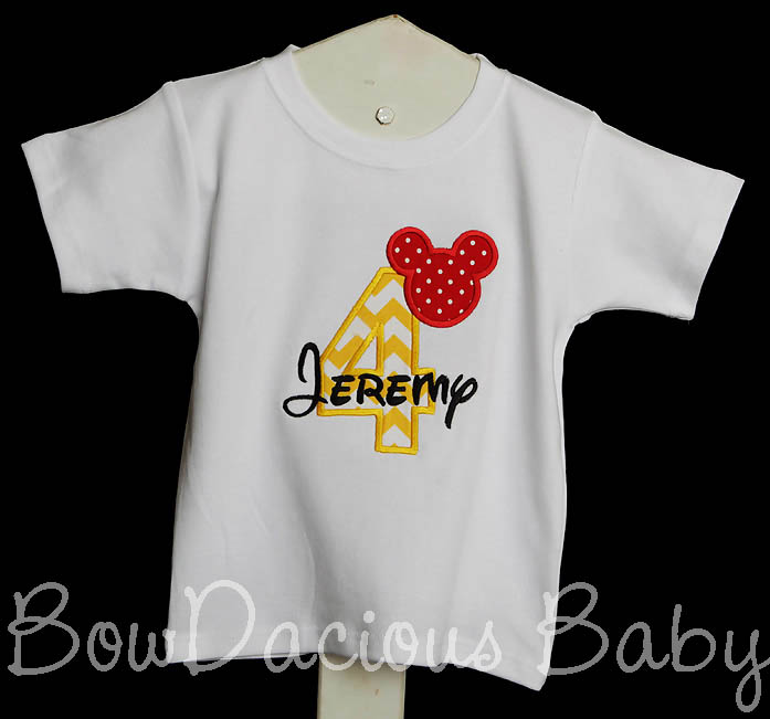 Mickey Mouse Birthday Shirt, 4th Birthday, Mickey Mouse, Custom, Any Age