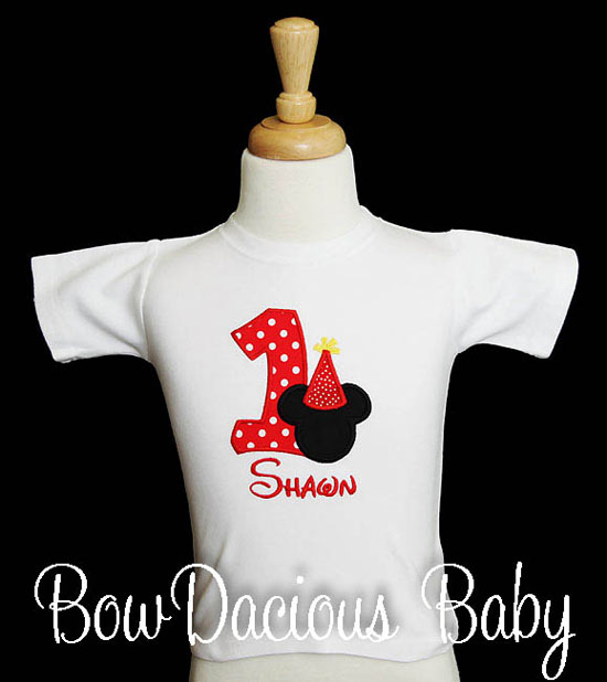 Mickey Mouse Birthday Shirt Bodysuit Onesie, Party Hat, Disney Shirt, Custom, Any Age