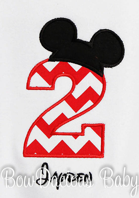 Mickey Mouse Birthday Shirt, Personalized Birthday and Name, AppliquÃ©, Embroidery