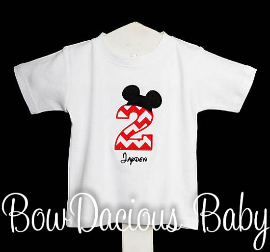 Mickey Mouse Birthday Shirt, Personalized Birthday and Name, AppliquÃ©, Embroidery
