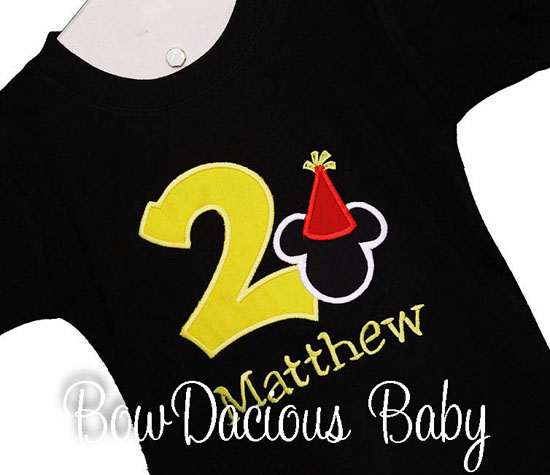 Personalized Mickey Mouse with Party Hat Second Birthday Shirt or Onesie