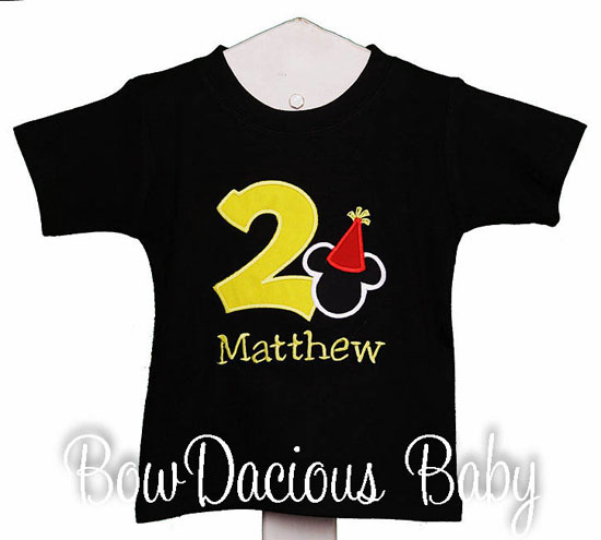 Personalized Mickey Mouse with Party Hat Second Birthday Shirt or Onesie