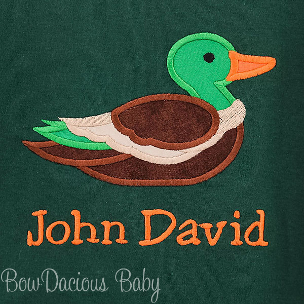 Boys Personalized Mallard Duck Shirt, Custom Mallard Duck Shirt, Monogrammed, Embroidered