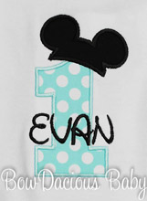 Birthday Mickey Ears Number Shirt Disney Applique, Custom, Any Age, You Pick the Colors, Shirt or Onesie