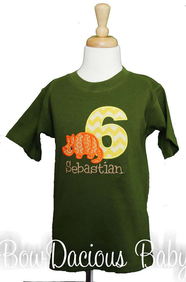 Personalized Armadillo Birthday Shirt, Custom, Personalized-Any Age and Colors