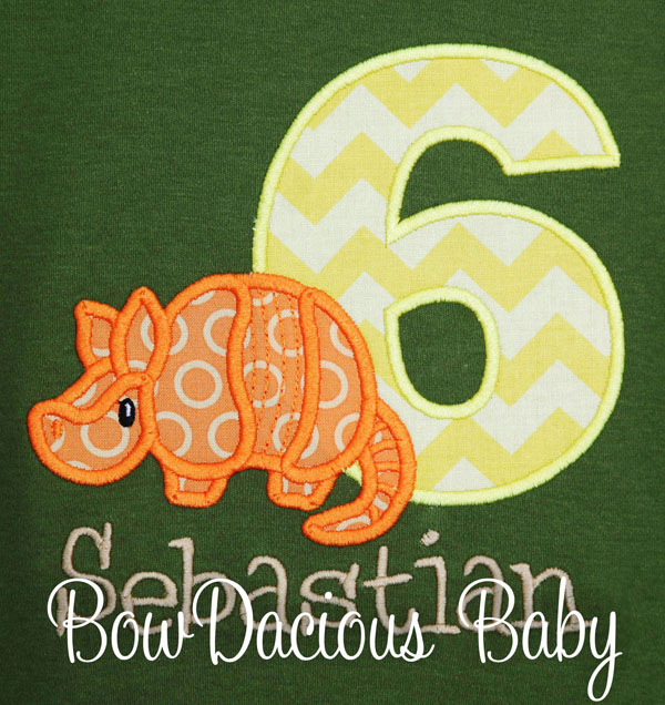 Personalized Armadillo Birthday Shirt, Custom, Personalized-Any Age and Colors