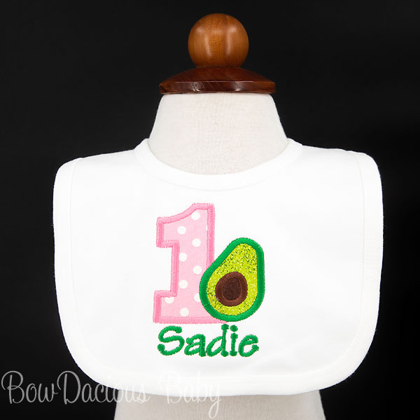 Avocado Birthday Bib, Personalized