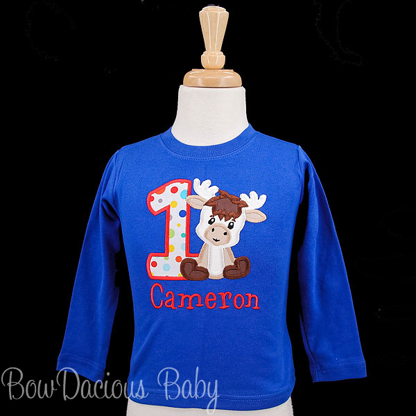 Baby Moose Birthday Shirt, Personalized Moose Birthday Shirt, Custom, Any Age and Colors