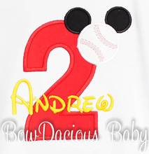 Baseball Mickey Birthday Shirt or Onesie