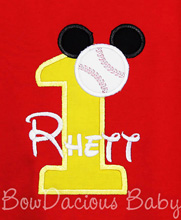 Baseball Mickey Mouse Birthday Shirt or Onesie, Custom