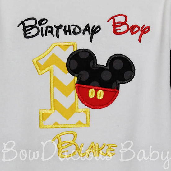 Birthday Boy Mickey Mouse Birthday Shirt or Onesie, Custom