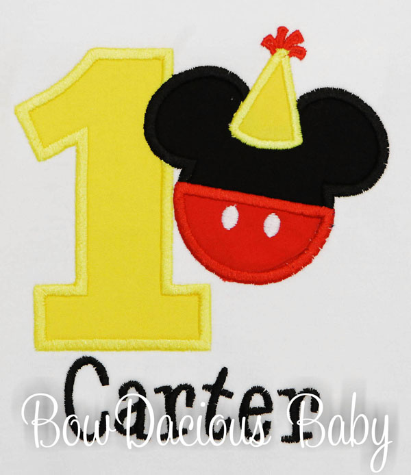 Personalized Mickey Mouse with Birthday Hat Birthday Shirt, Custom, Any Age and Colors