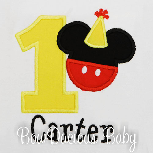 Personalized Mickey Mouse with Birthday Hat Birthday Shirt, Custom, Any Age and Colors