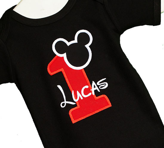 Black Mickey Mouse Birthday Shirt or Onesie, Custom, Any Age