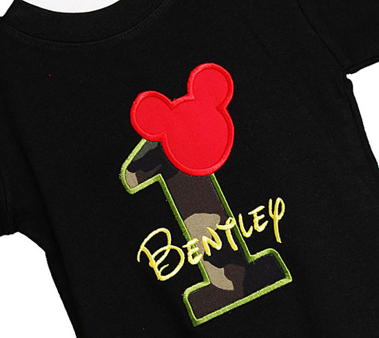 Camouflage Mickey Mouse Birthday Shirt or Onesie, Any Age
