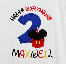 Mickey Minnie Mouse Birthday Shirt, Custom Embroidered Applique, Cupcake Monogram, Monogrammed 1st, First, 2nd, 1 2 3