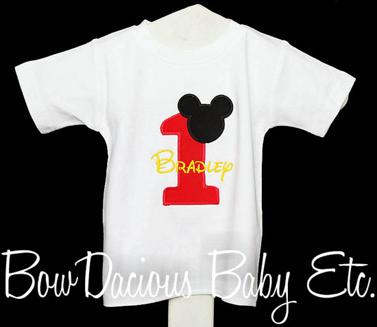 Personalized Mickey Mouse Birthday Shirt or Onesie, Custom, Any Age