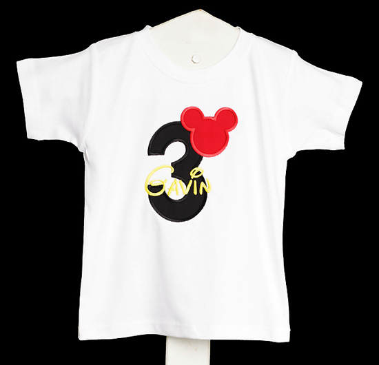 Mickey Mouse Ears Birthday Shirt Disney Font Applique Personalized