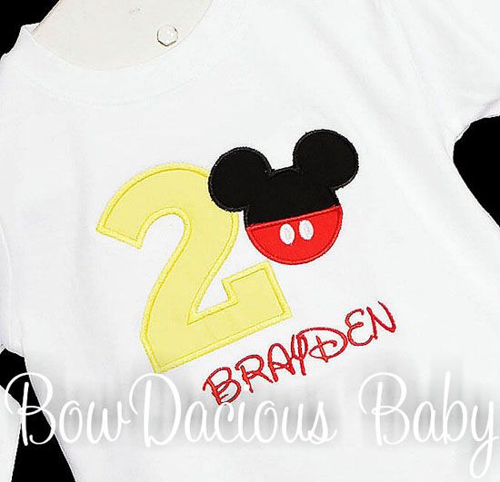 Boys Mickey Mouse Birthday Shirt or Onesie, Custom, Any Age