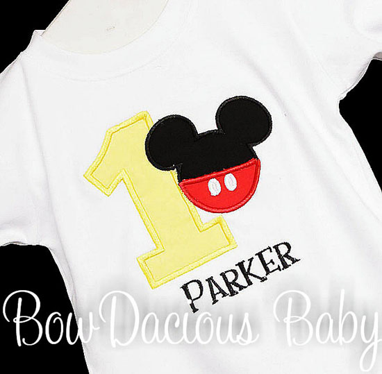 Boys Birthday Mickey Mouse Yellow Number Shirt or Onesie, Custom, Any Age