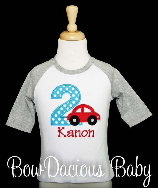 Car Birthday Shirt or Onesie, Custom, Personalized, Any Age and Colors