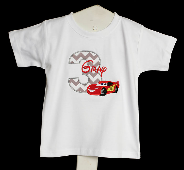 Cars McQueen Number Shirt Happy Birthday Personalized, Any Age, You Pick the Fabrics