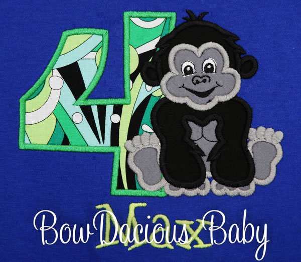 Gorilla Birthday Shirt, Custom, Personalized, Any Age and Colors