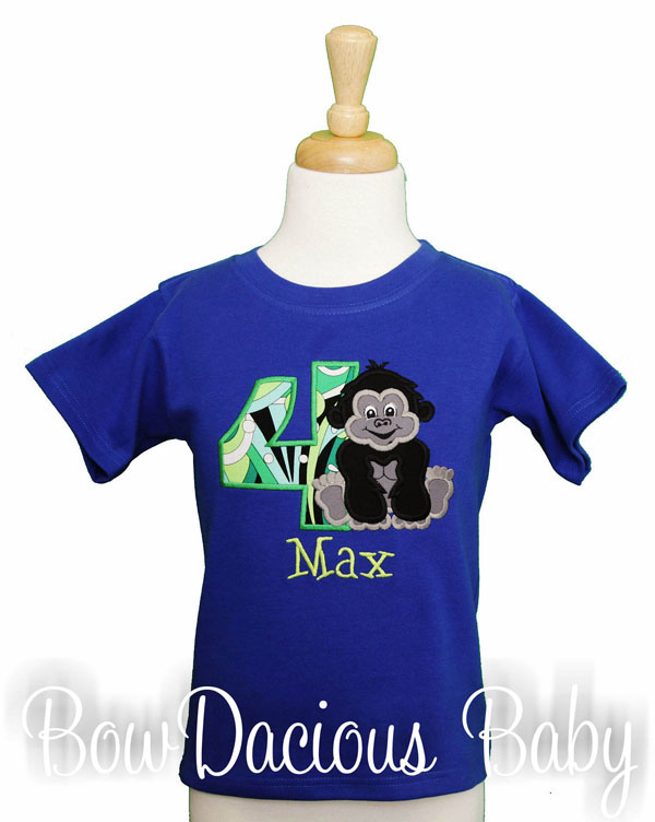 Gorilla Birthday Shirt, Custom, Personalized, Any Age and Colors