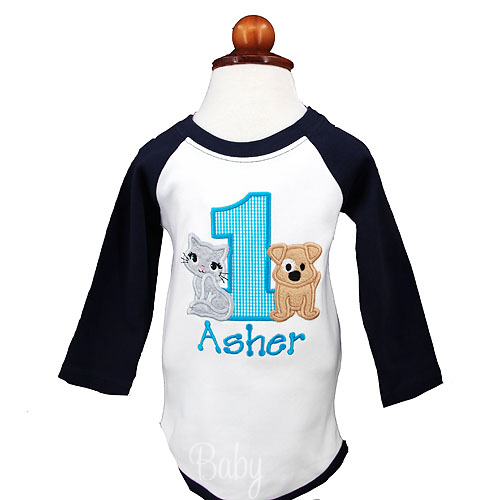 Dog and Cat Birthday Shirt, Boys Birthday Shirt, 1st Birthday Shirt, Any Age and Colors