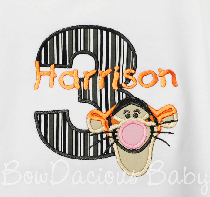 Tigger Birthday T-shirt or Onesie, Custom, Any Age, Any Colors, Boys or Girls, Great for Birthday pictures or a Tigger or Winnie the Pooh themed Birthday party!