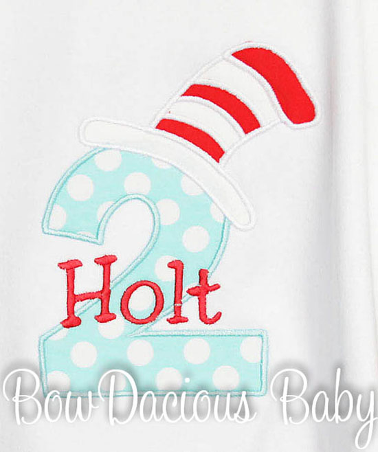 Custom Cat in the Hat Birthday Shirt or Onesie, Any Age
