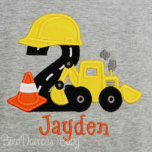 Custom Personalized Backhoe Birthday Shirt with Hard Hat and Cone, Any Age, Any Colors
