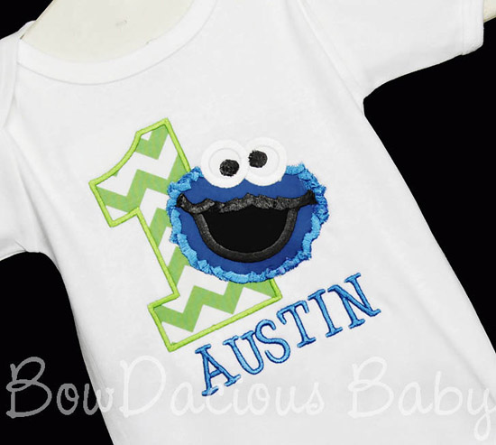 Cookie Monster 1st Birthday Shirt or Onesies, Custom, Any Age