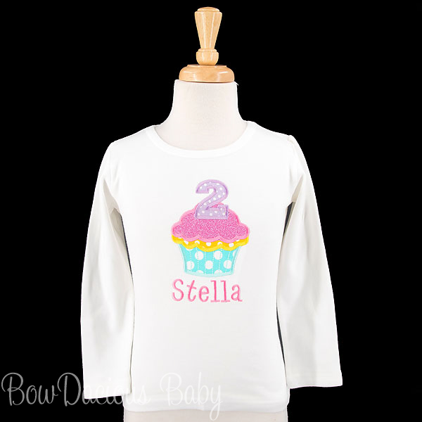 Personalized Cupcake Birthday Shirt, Girls Embroidered, Cupcake Birthday Shirt, Boys or Girls