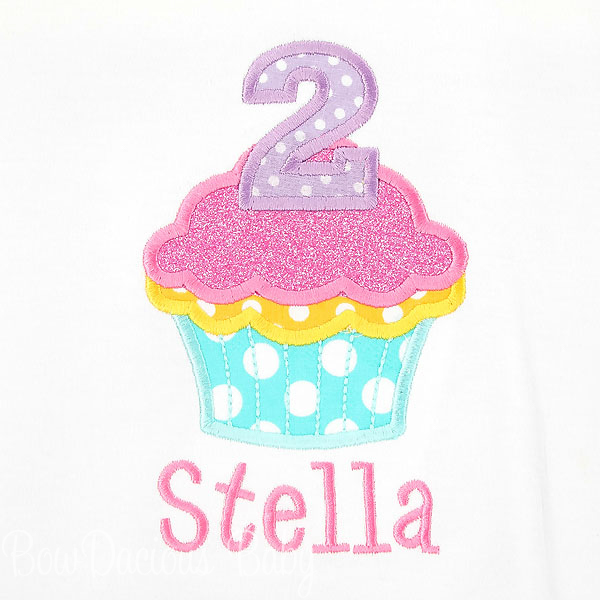 Personalized Cupcake Birthday Shirt, Girls Embroidered, Cupcake Birthday Shirt, Boys or Girls